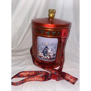 Disney musical popcorn tin bucket 2022 Holiday Christmas Mickey & Friends parks